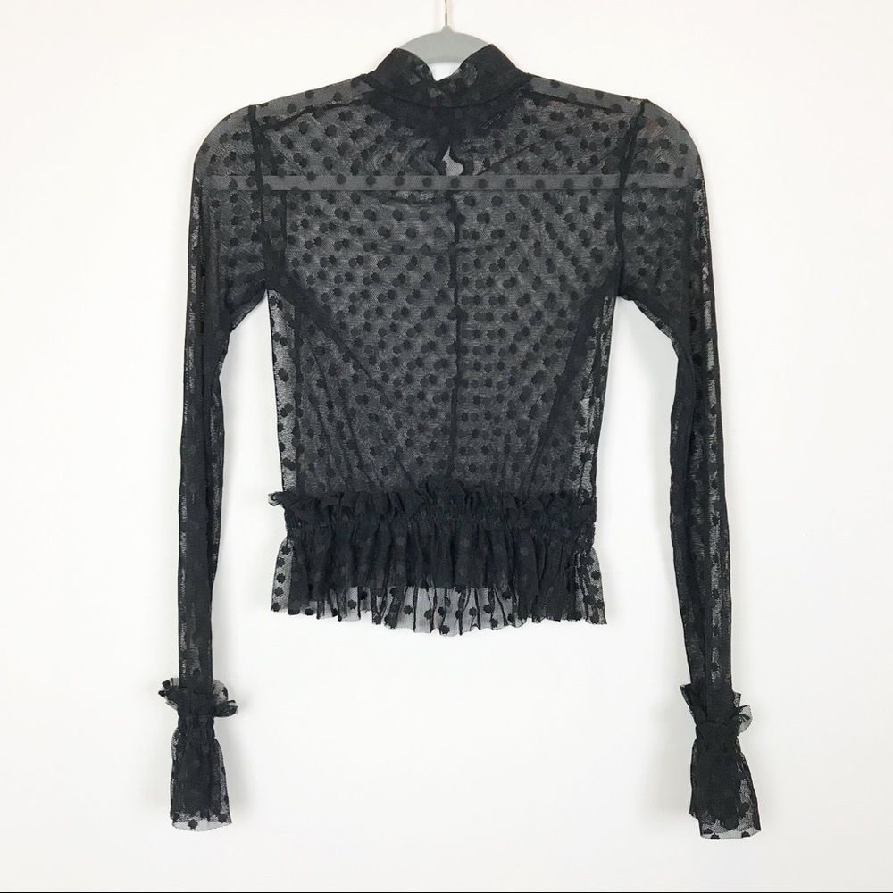 Zara collection sheer polka dot blouse